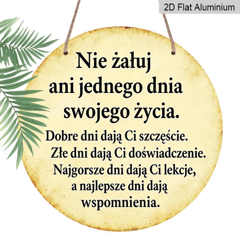 

2D Flat, Retro-style, High-end Round Aluminum Wall Decoration, Available in Various Sizes. Inspirational Quote Signage Suitable for Cafes, Living 20*20cm
