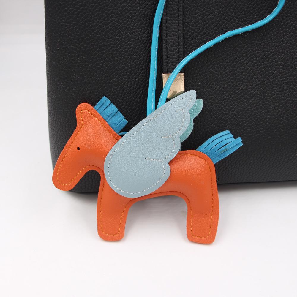 Pegasus Charm Tassel Keychain: Faux Leather Pony Backpack Accessory