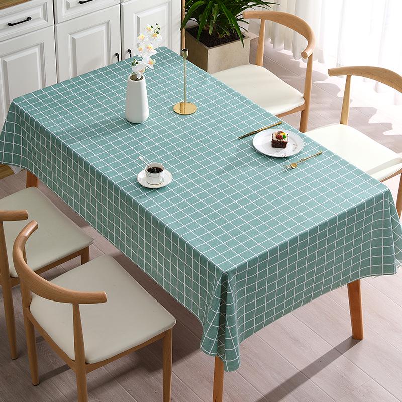 Grid PVC Tablecloth: Waterproof, Oil-Proof, Scald-Proof, No-Wash, Fresh Style Table Cover for Coffee Tables