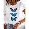 Summer T-shirt Clothing Dragonfly Pattern Printing T-shirt Short-sleeved Top Fashion Casual Ladies Women