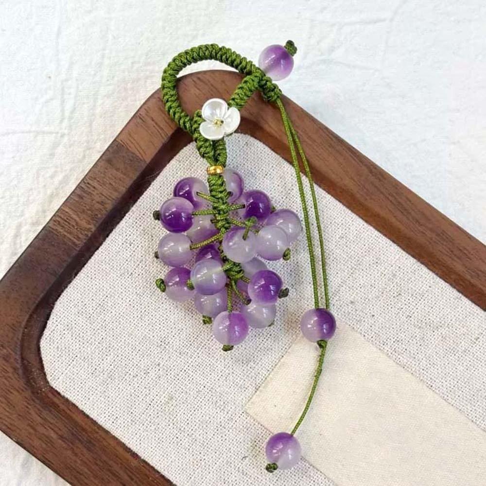 Green Grape Cluster Pendant Zinc Zinc Alloy Gradient Beads Woven Pendant Crystal Grape Phone Chain  Girls