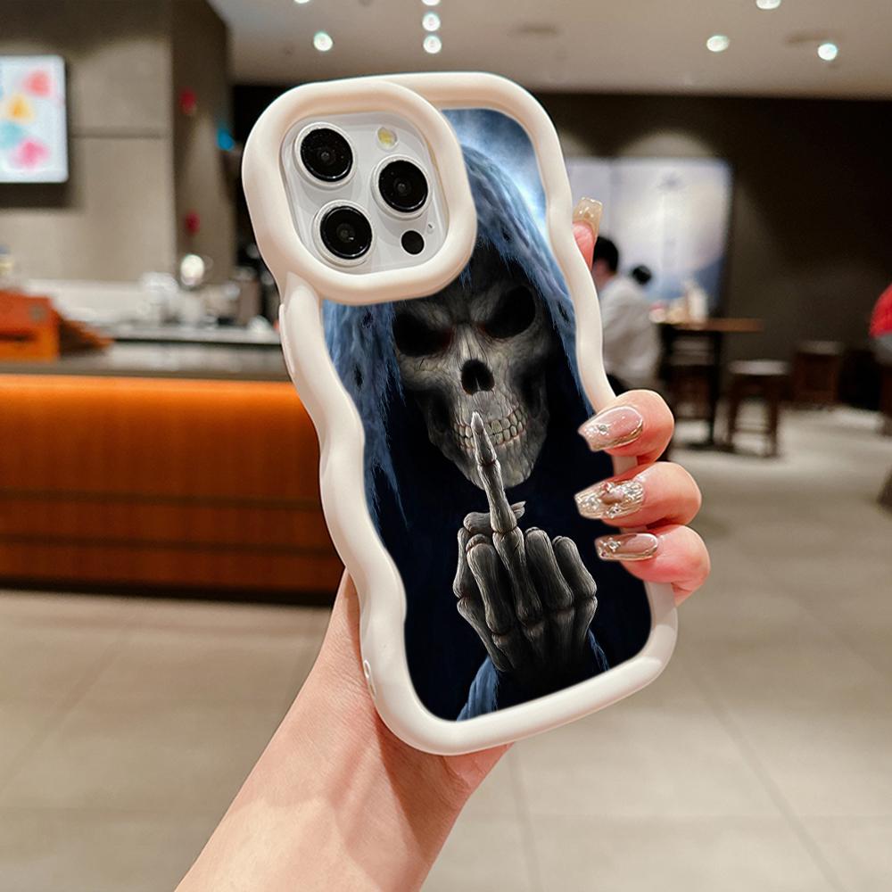 LZ13 Death Prayer Grim Reaper Skull Wave Silicone Phone Cases for Samsung A15 S23 FE S24 Ultra A34 A54 A14 Motorola G32 OnePlus Soft Cover