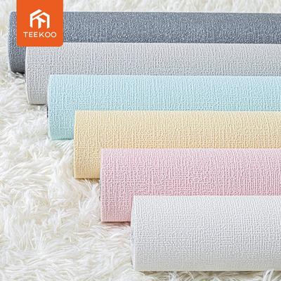 5 Meters / Roll 3D Self-adhesive Thicken Waterproof Wallpaper Linen Textured Pure Color Home Decorative Refurbished Sticker