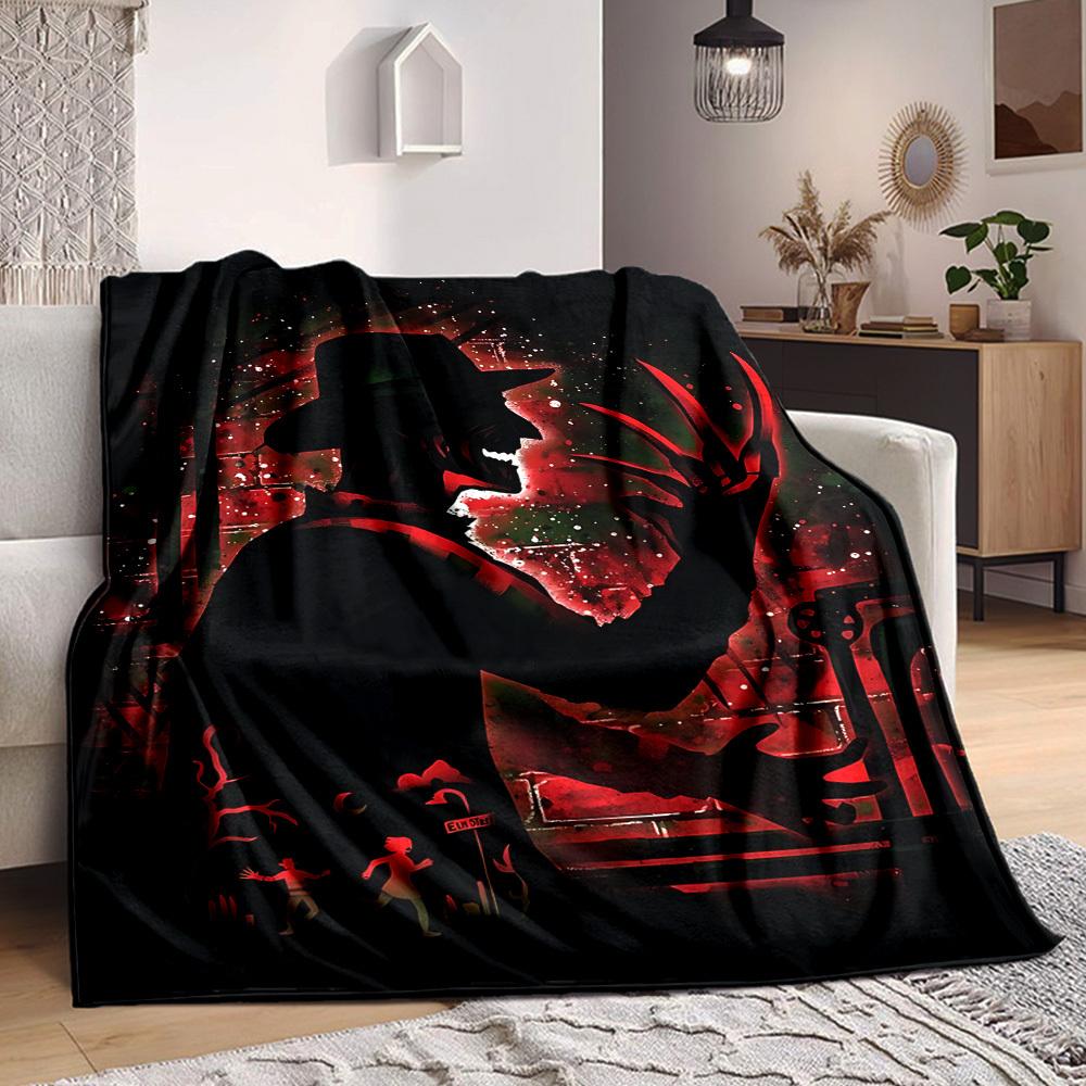 1pc A Nightmare on Elm Street Flannel Throw Blanket - HD Printed Lightweight Soft Warm All-Season Blanket for Sofa, Bed, Travel, Camping 055
