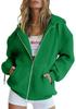 2025 Unisex Fleece Hooded Cardigan Sweatshirt - Solid Color Sports Top for Autumn/Winter