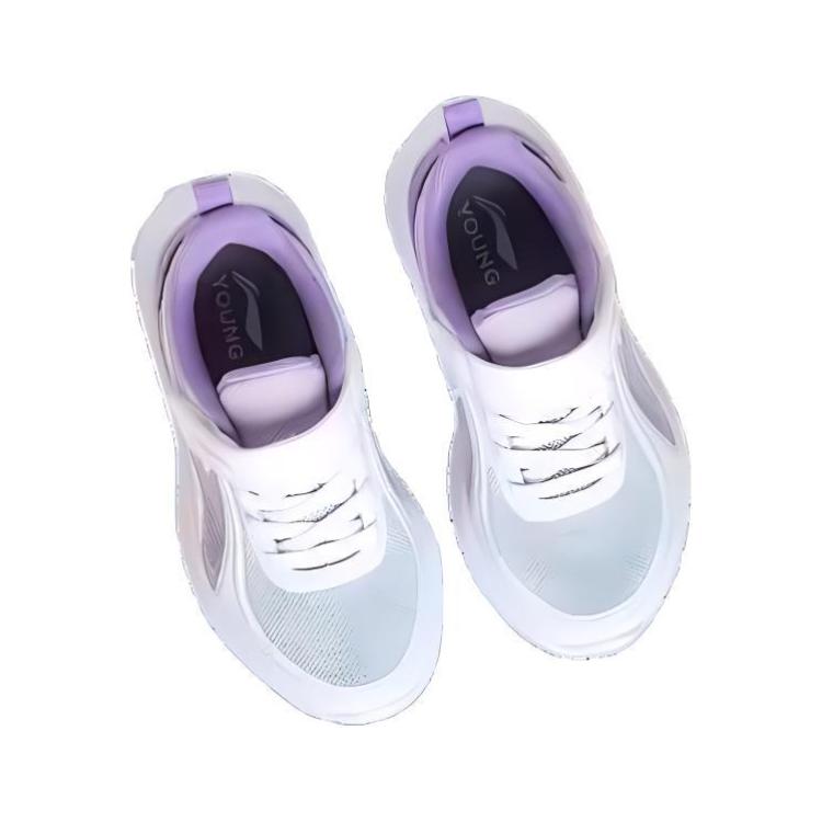 Li Ning Kids Comfortable Non-Slip Wear-Resistant Low-Top Casual Shoes Kids Casual Shoes Purple White YKAU020-4