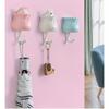 4pcs Cute Cartoon Cat Retractable Hooks,No Drilling Required, Strong Adhesive Wall Hooks for Kitchen, Bathroom, Office,Durable Plastic with Keychain,