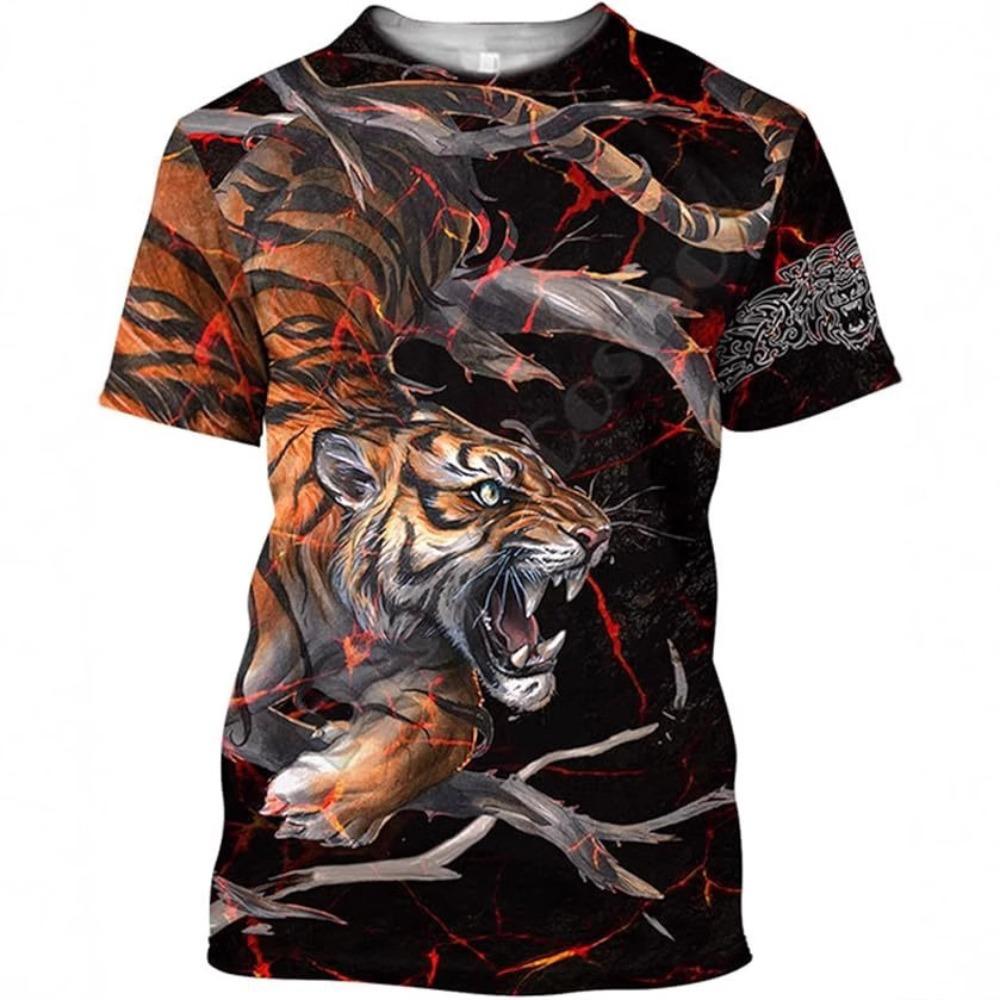 Maglietta da uomo a maniche corte con scollo rotondo, pullover stampato in 3D, top casual