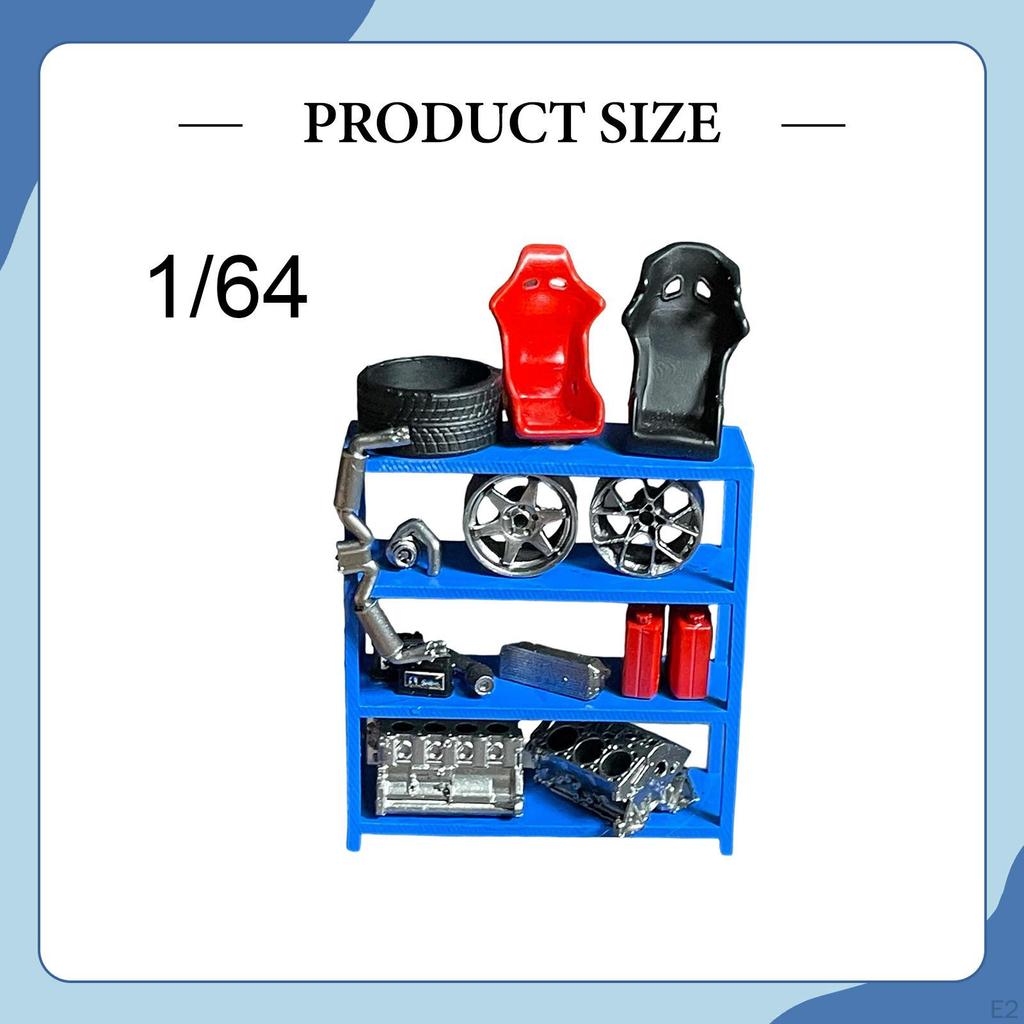 Car Parts Racks Model Auto 1/64 Scene Decoration Race Seat Miniature Wheel Rim Engine