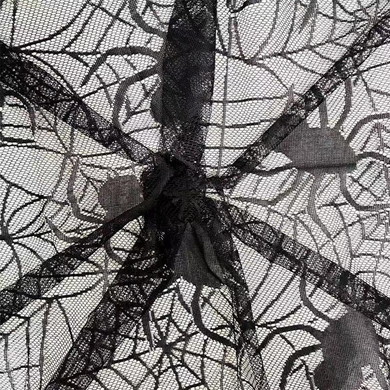 Spooky Halloween Table Runner Black Lace Spider Web Design Tablecloth Fireplace Scarf Haunted House Decor Party Decoration