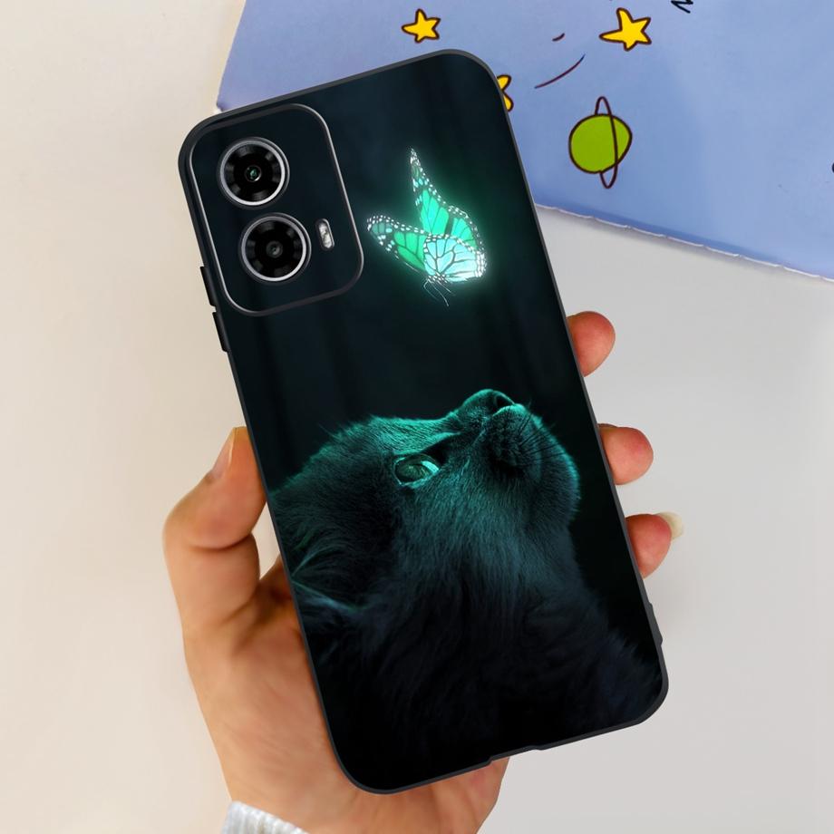 Stoßfeste Hülle für Motorola Moto G34 G24 Power Hülle Flüssigsilikon Schwarz Coque für Moto G34 MotoG24 Motorola G24 Power Fundas