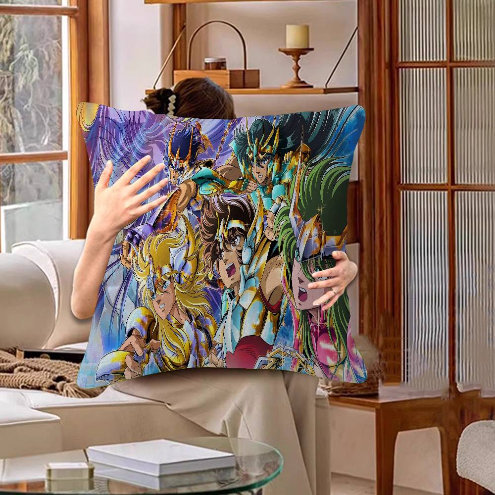 Knights Of The Zodiac Cartoon Cushion Cover Car Throw Pillow Case For Sofa Car Christmas Gift 40x40cm 45x45cm