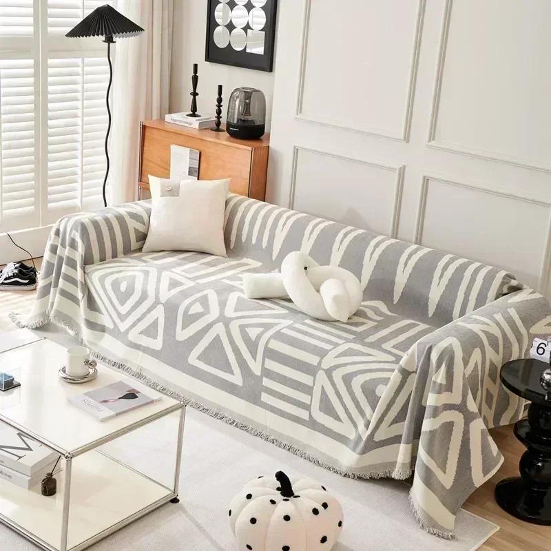 All Seasons Sofa Cover Blanket Sofa Towel Stripe Art Chenille Throw Blanket Living Room Sofa Cover Anti-cat Scratch Couch Covers