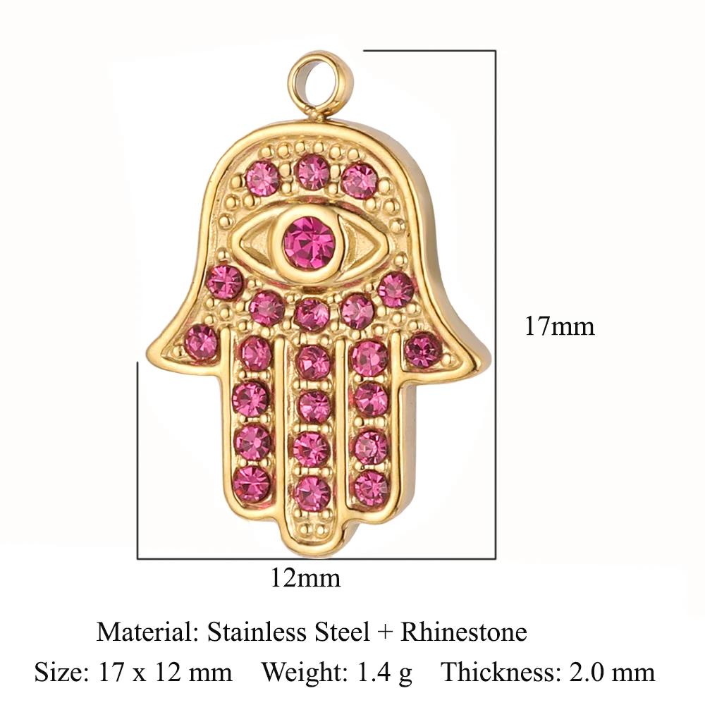 Sun Evil Eye Mirror Polished 316 Stainless Steel DIY Charm Moon Hamsa Hand Zircon Jewelry Star Heart Necklace Pendant