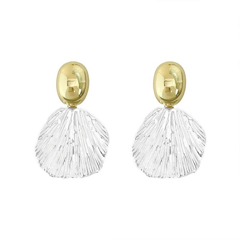 Pendientes colgantes de concha de Metal para mujer, Color dorado y plateado, geométricos, irregulares, Vintage, simples, regalo de fiesta, joyería