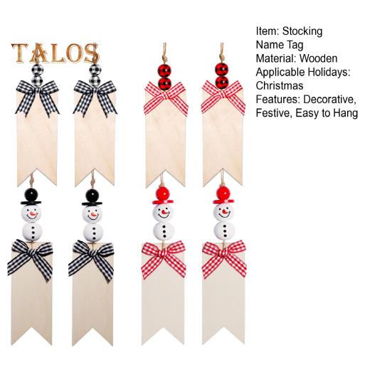 8 buc Etichete Agățate pentru Ciorap de Crăciun Etichete din Lemn pentru Nume Om de Zăpadă Mărgele DIY Ornament Semn pentru Pom Ciorapi Decor Acasă