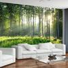2D flat banner 1 piece wallpaper mural  green forest natural landscape large mural for living room sofa