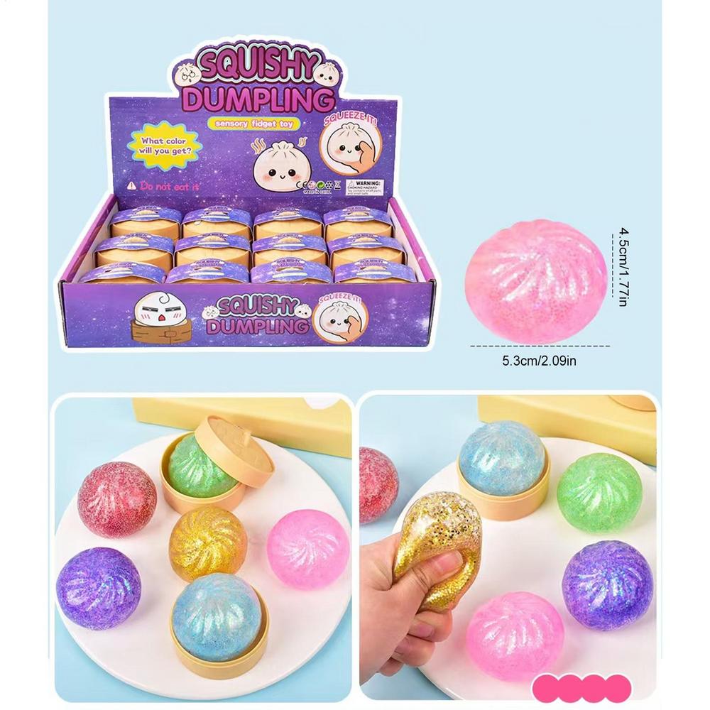 12pcs/set Dumpling shaped squeeze toy Calming Stretchy Relaxing Gadget Funny Squeeze Toy Soft Fidget Sensory Squeeze Toy
