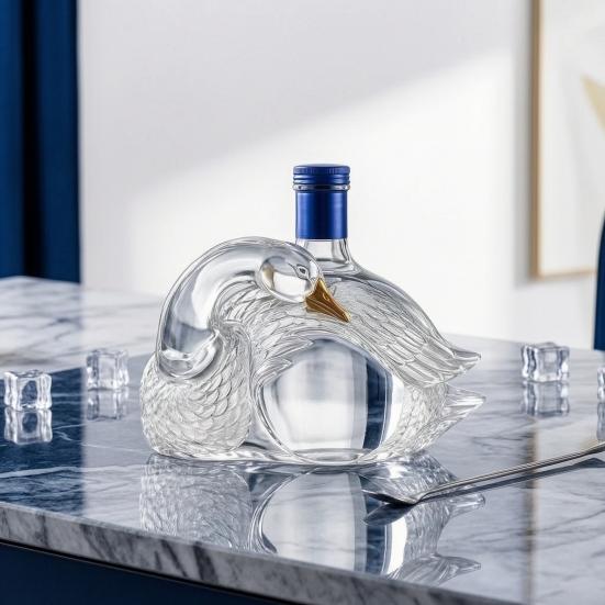 Caraffa per Whiskey a Forma di Oca, Bottiglia per Liquori in Vetro 3D a Forma di Animale per Esposizione al Bar, Dispenser per Vino Artistico per Regalo a Casa