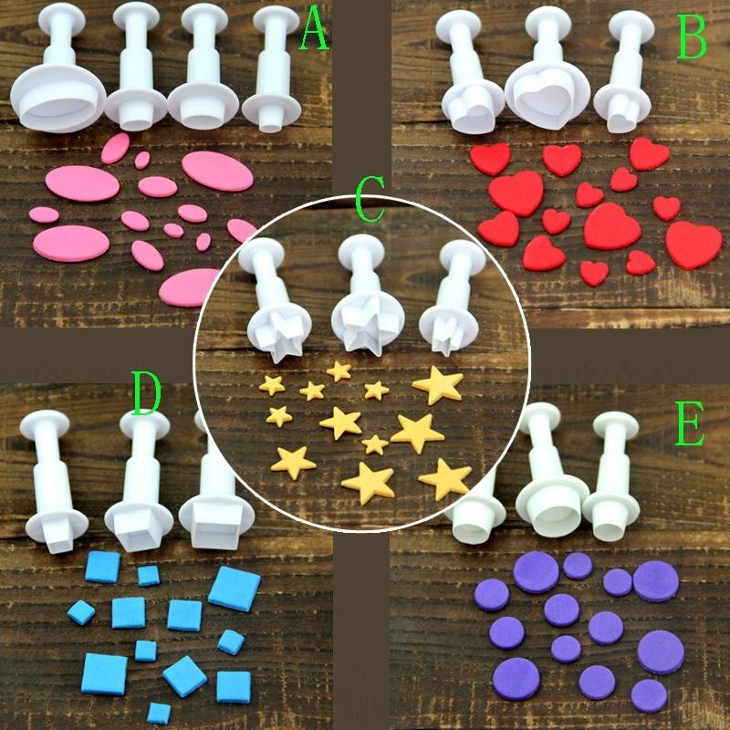 Fondant Cookie Cake Cutter Ejector Stamp Plunger Cutters Embossed Mold Moulds DIY Kitchen Baking