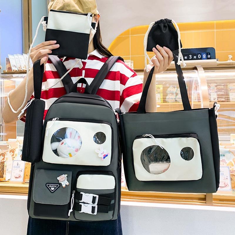 5-Piece Backpack Set Women's Large Capacity Student Schoolbag Travel Backpack for Girls