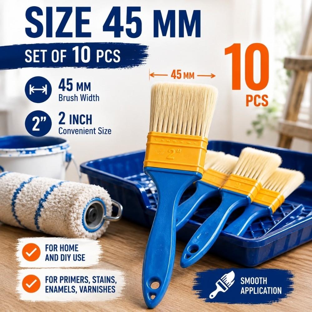 10pcs Nylon Bristle Flat Brush Set High Elasticity Chip Brush Flat Paint Brush Dust Cleaning