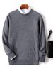 Men's 100% Pure Wool Crew Neck Sweater - Medium Thickness, Solid Color Knitwear for Autumn and Winter Warmth