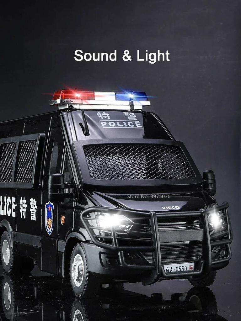 1/24 Alloy Diecast Police Car Miniature Models Toys High Simulation Models with Sound Light Collection Toy for Boy Birthday Gift