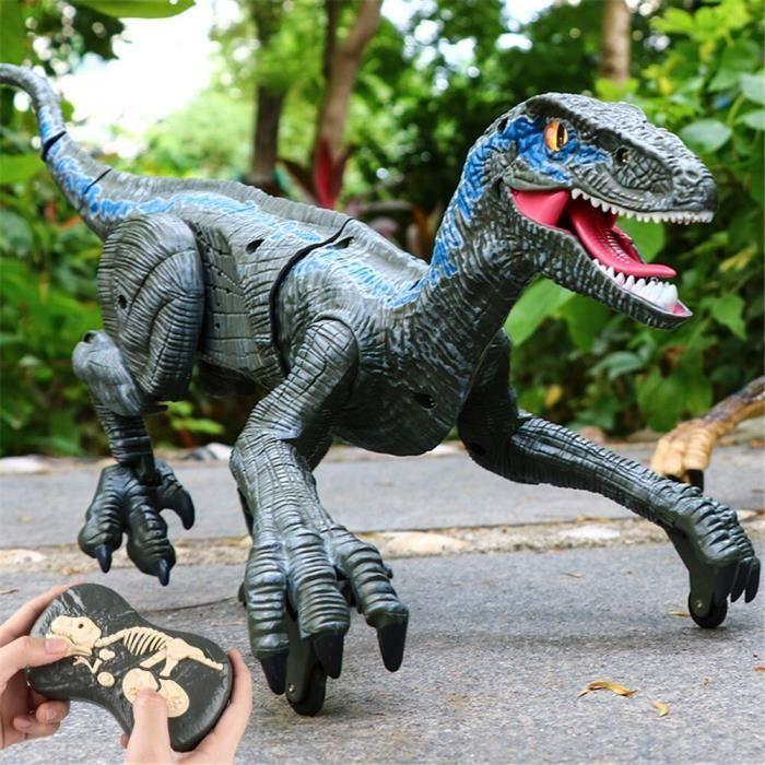 Gris-Télécommande électrique dinosaure Raptor Velociraptor jouets lumière de marche modèle Animal