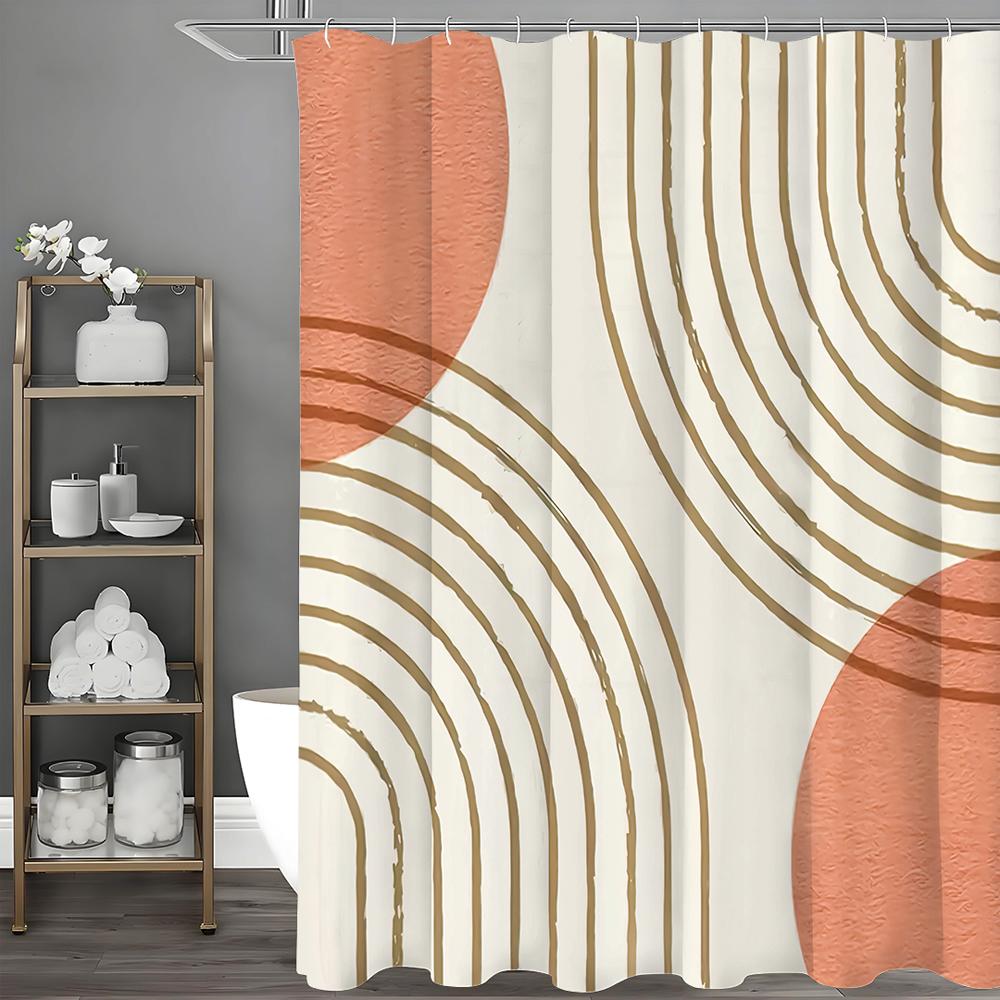 Arch Sun Modern Minimalist Shower Curtain, Bathroom Decorative Shower Curtain, Waterproof Shower Curtain with Hooks