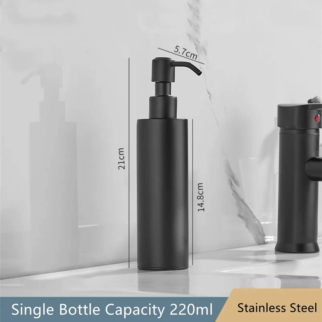 Schwarze Flüssigseifenspender Handpresse Metallpumpe Spender Wand Badezimmerzubehör Küche Edelstahl Lotionflasche