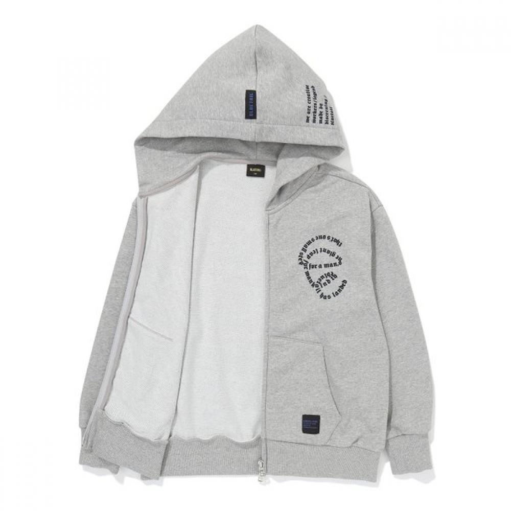 Bluetail Unisex Pocket Hooded Zip Up Melange Gray Azg3jp01mg