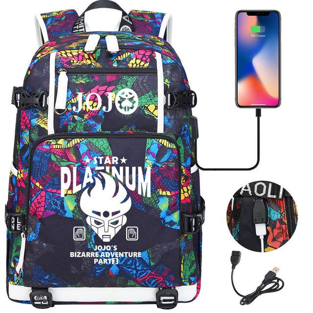 

Женский и мужской рюкзак в стиле аниме Jojo Bizarre Adventure, рюкзак для подростков, школьные многофункциональные сумки с USB-зарядкой, школьная сумка, дорожная Mochila One Size
