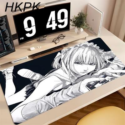 Anime Girl Black White Mouse Pad Large Gaming Non-Slip Mousepad XXL Laptop Computer Accessories Desk Mat Lock Edge Mouse Carpet