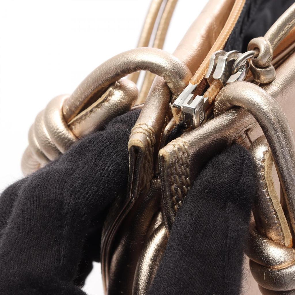 Used LOEWE Anagram Handbag Leather Gold Used Women
