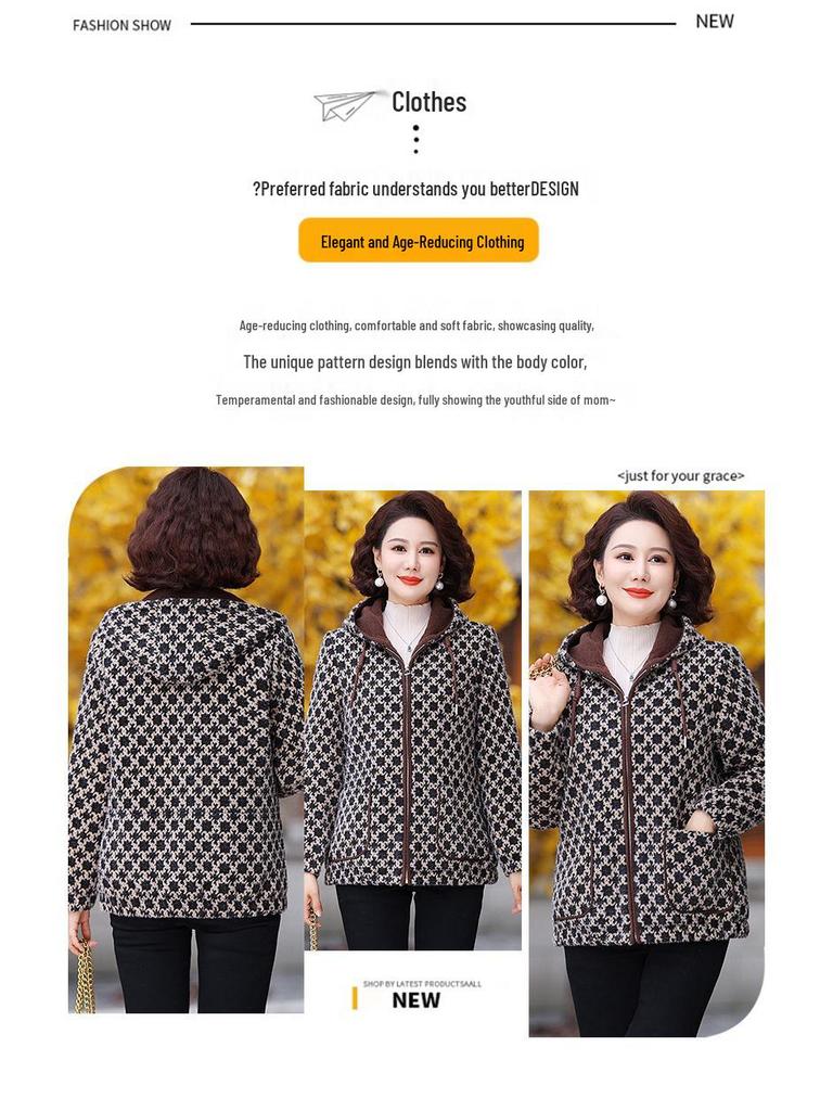 Mom's 2025 Winter Coat: New Velvet Cotton Jacket with Added Fleece for Middle-Aged and Elderly Women