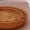 Natural Rattan Fruit Basket Round Shallow Tray for Home Decor Coffee Table Dining Table and Snack Organization