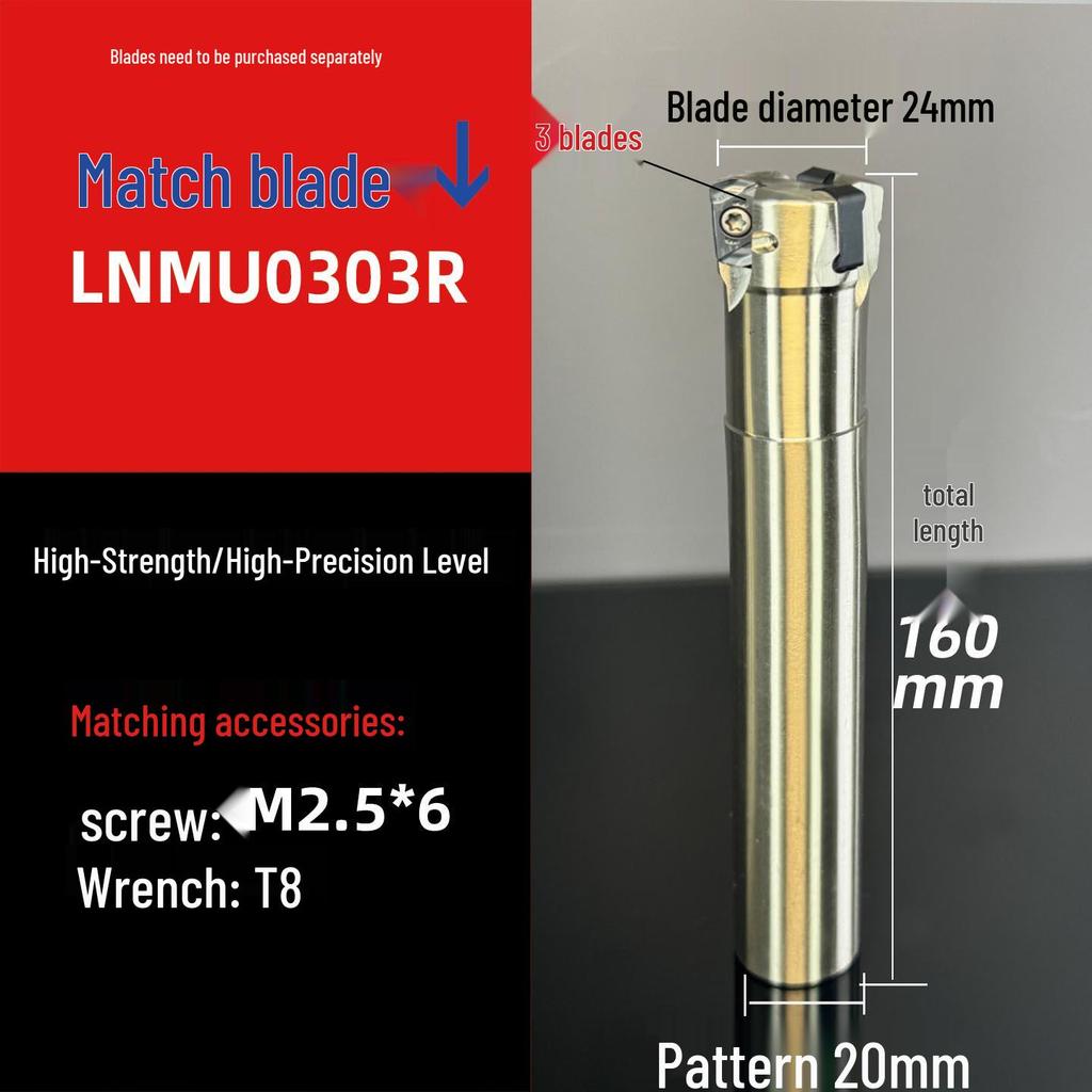 Shock-Resistant Fast Feed Milling Cutter Holder with Double-Sided Exn03R Toshiba lnmu0303 Insert for 4NTE90 Roughing.