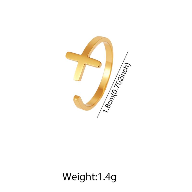 Stainless Steel Cross Open Ring for Men Women Vintage Hip-Hop Finger Ring Casual Simple Versatile Stackable Jewelry Wholesale