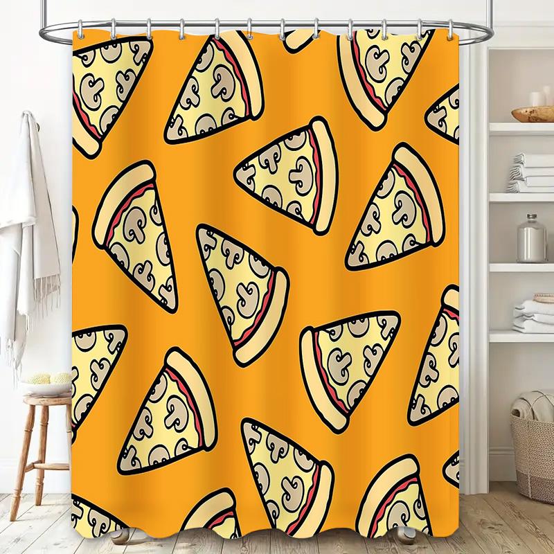 Pizza Shower Curtain Funny Italian Food Lover Gift Home Decor Waterproof Bathroom Set