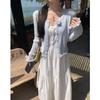 Plus Size French Style Lace Camisole Dress & Sun Protection Cardigan Set