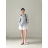 Womens Relaxed Fit Linen Cotton Striped Shirt With Collar Long Sleeve Lightweight Blouse Casual Oversized Top
