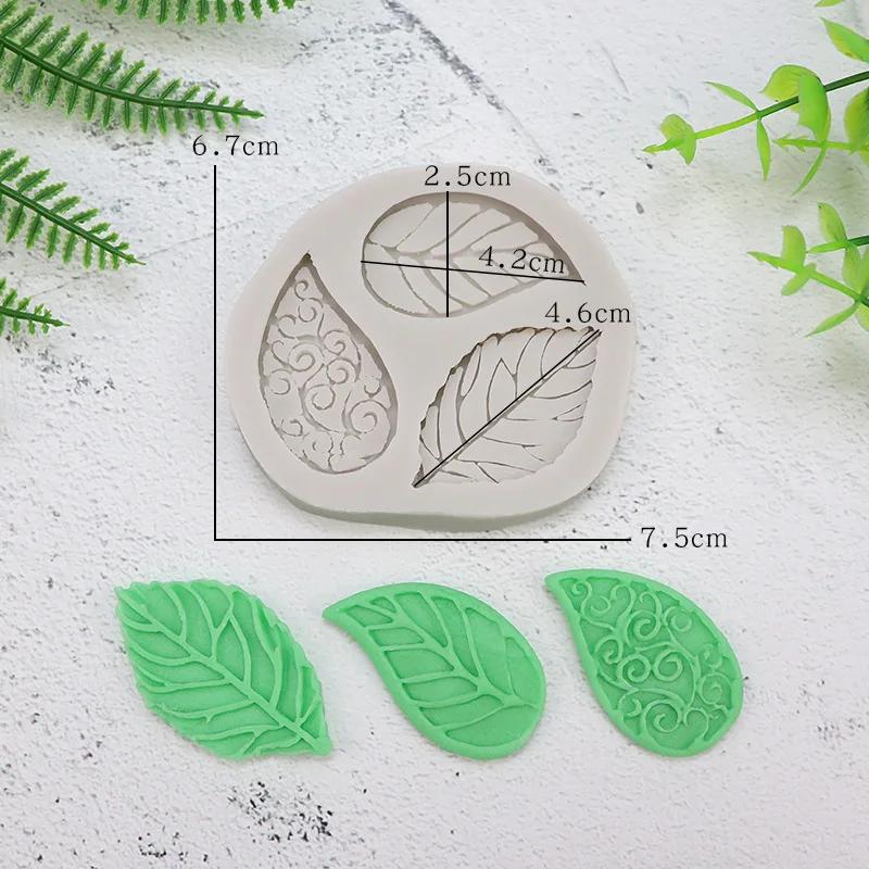 Silicone Resin Molds Christmas Tree Leaves Fondant Mold Cake Decorating Tools Pastry Kitchen Baking Accessories