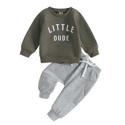 2-teiliges Kleidungsset für Kleinkinder und Jungen, Herbst-Outfits, Buchstaben-Aufdruck, Rundhalsausschnitt, Langarm-Sweatshirts und lange Hosen