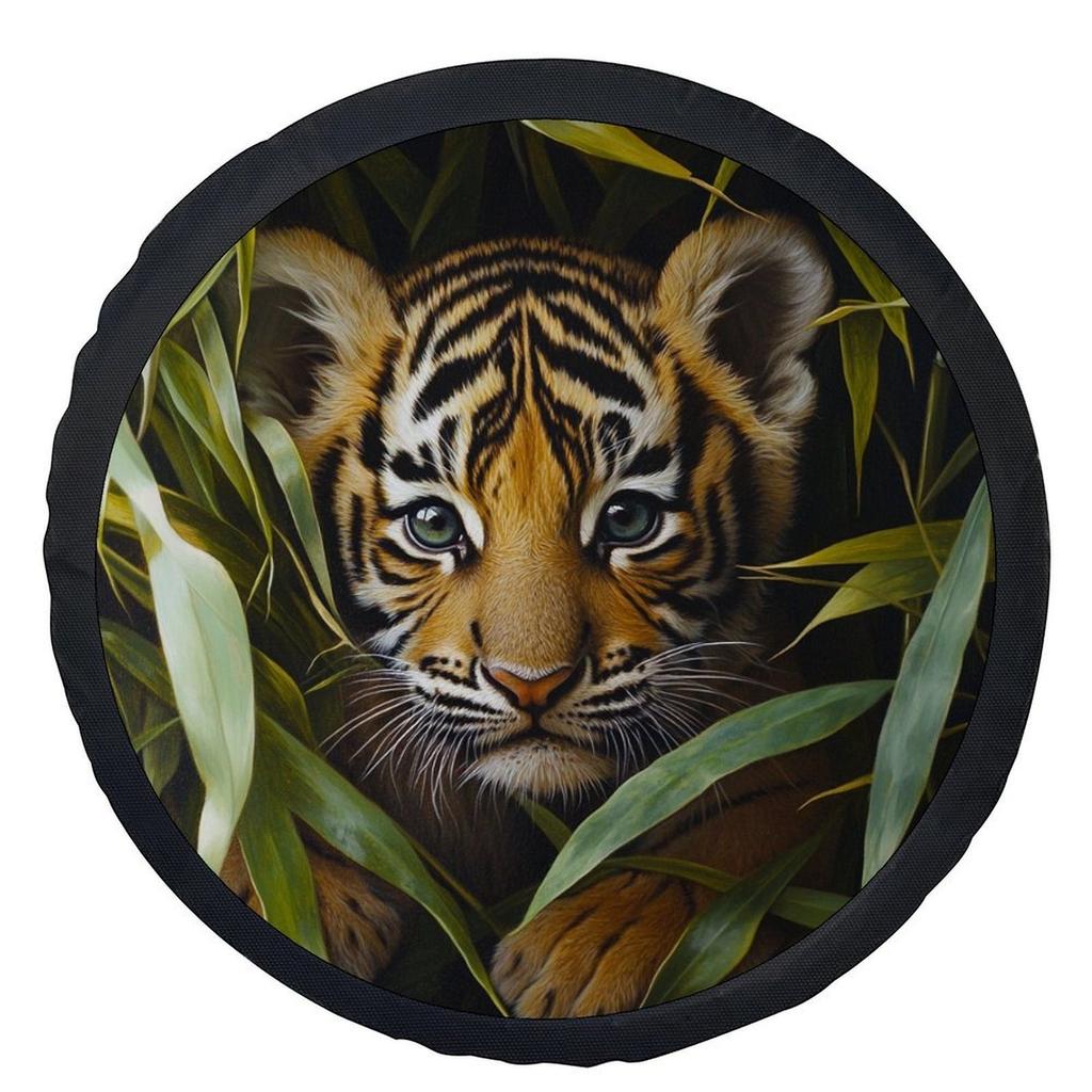 One Piece Of Tire Cover Featuring A Tiger Cub Design, Stylish Universal Fit For Wheel Protection, Compatible With Most Car Wheel