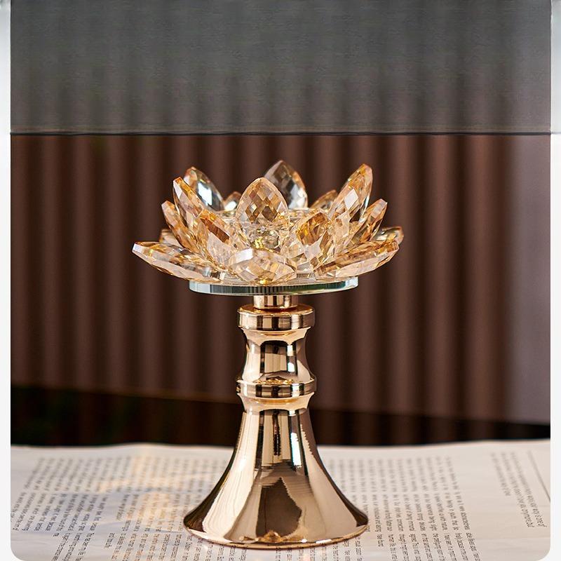 Portacandele Profumato Creativo in Cristallo Floreale Fiore di Loto Vetro Base per Aromaterapia Candeliere Accessori per la Decorazione della Casa
