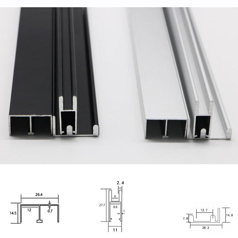 Set Binario 3 Pezzi per Porta Scorrevole in Vetro Argento 5mm