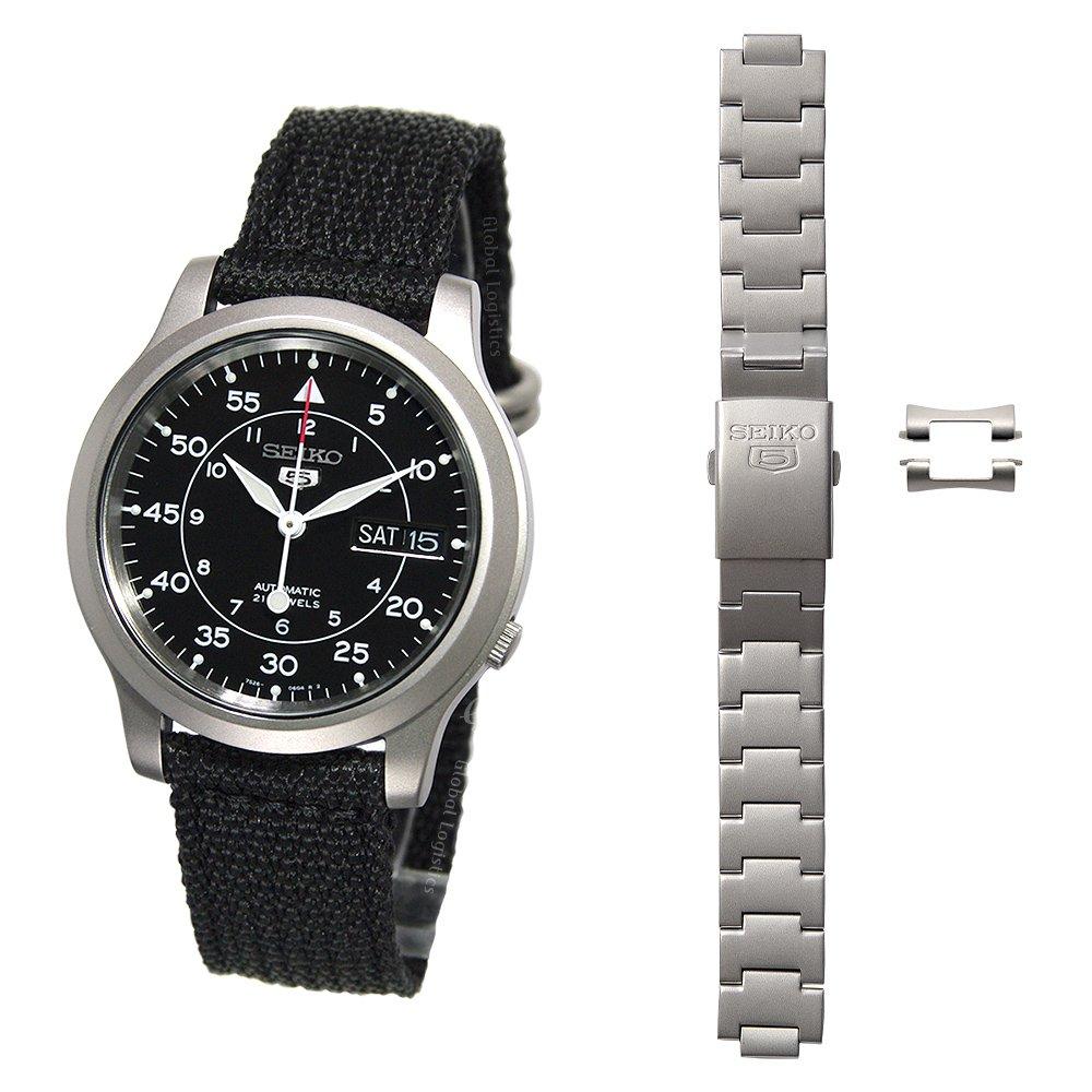 

набір SNK809K2 та оригінальний металевий ремінець Seiko 5 у військовому стилі [Комплект] [Імпорт Seiko] [Реімпортований продукт] 2 штуки