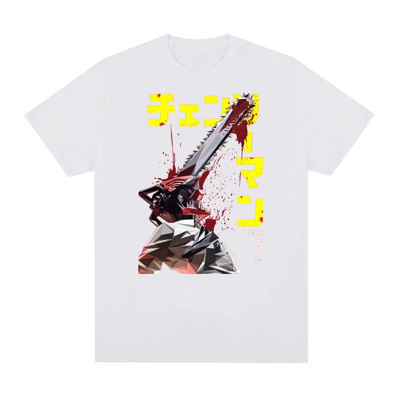 Japanese Anime Chainsaw Man T-shirts 100% Cotton Unisex Tees  EU Size  Manga Graphic Print Short-Sleeve Harajuku Tops