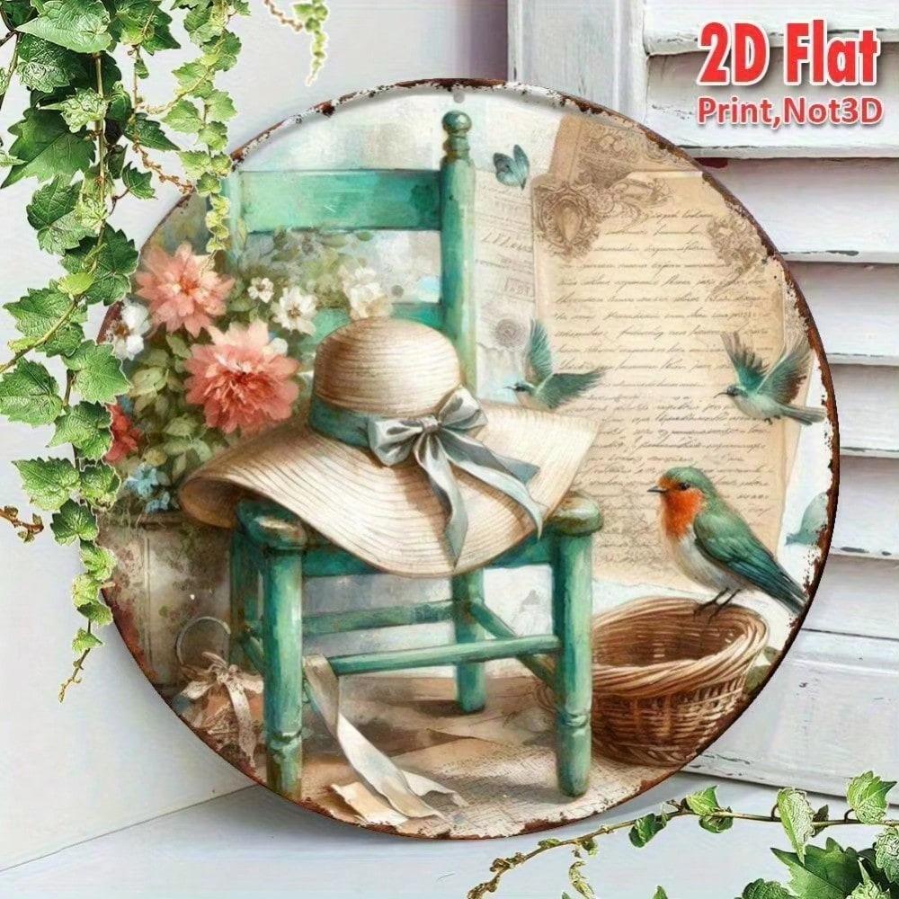 Rustic Apple Basket Metal Sign, Artificial Apples with Checkered Linen, Farmhouse Wall Art Kitchen Decor, Tabletop Centerpiece